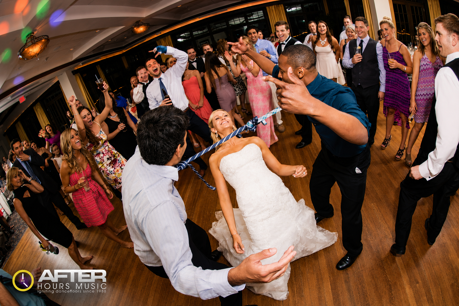 Wedding guests celebrating on the dance floor with After Hours Music — DJ Joe Nardi event photo 21
